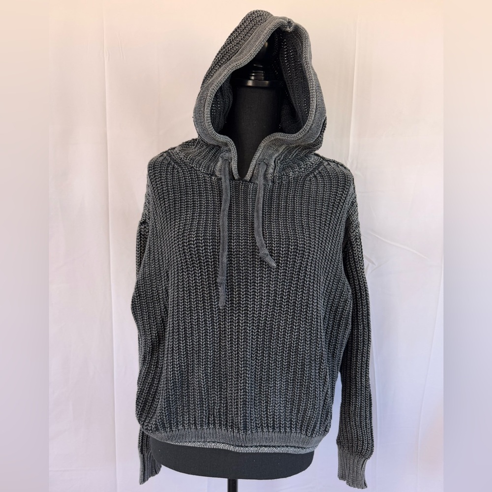 Victoria's Secret Pink Grey Ribbed Knit Hooded Sweater